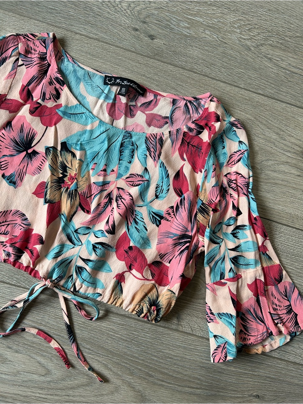 For Love and Lemons Floral Cropped Top Size Small
